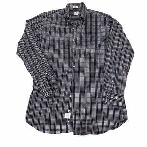 Peter Millar long sleeve shirt Button Down Medium Cotton Brown Gray Red